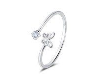 Butterfly with Crystal Silver Ring NSR-4211